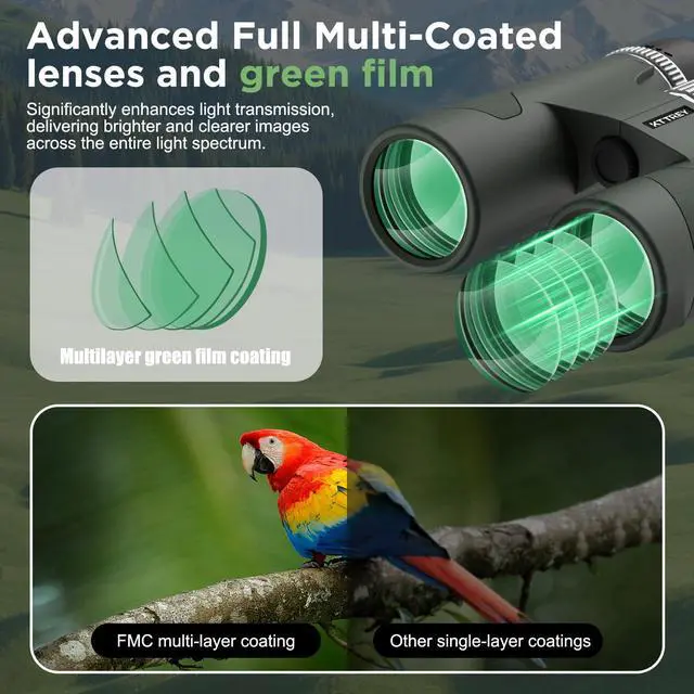Alt view image 2 of 7 - High-Powered 8x42 Binoculars for Adults - IPX7 Waterproof, Fogproof & HD Optical, FMC & BAK4 Prism, 7.0° Wide Field of View for Bird Watching, Hunting & Cruise