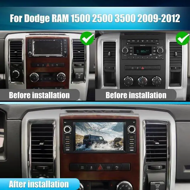 Alt view image 4 of 7 - Car Radio Stereo for Dodge RAM 1500 2500 3500 2009-2012 Wireless CarPlay | for Dodge RAM 1500 2500 3500 2009 2010 2011 2012 with Wireless CarPlay/Android Auto/GPS/HD Backup Camera