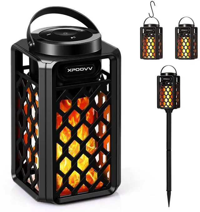 Main image of Gifts for Men Him Husband Boyfriend, Waterproof Portable Bluetooth Speaker with LED Torch Flame Lights, 10W Deep Bass for Patio Garden Backyard Birthday Gifts (1 Pack)
