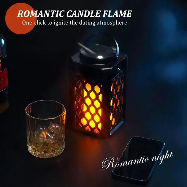 Alt view image 2 of 7 - Gifts for Men Him Husband Boyfriend, Waterproof Portable Bluetooth Speaker with LED Torch Flame Lights, 10W Deep Bass for Patio Garden Backyard Birthday Gifts (1 Pack)