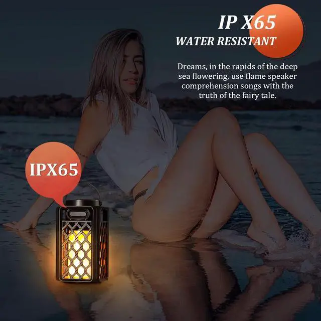 Alt view image 4 of 7 - Gifts for Men Him Husband Boyfriend, Waterproof Portable Bluetooth Speaker with LED Torch Flame Lights, 10W Deep Bass for Patio Garden Backyard Birthday Gifts (1 Pack)
