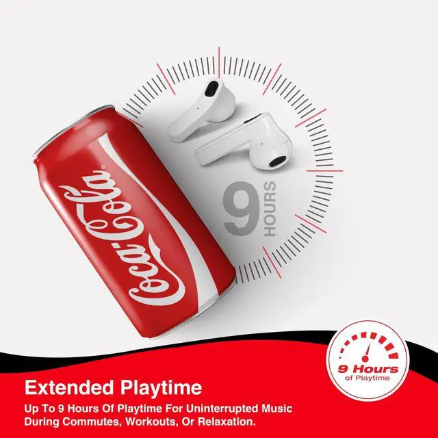Alt view image 3 of 7 - Coca-Cola Can Shaped Wireless Earbuds Bluetooth 5.0 Headphones with Built-in Mic, Voice Assistant Compatibility, 9H Playtime, HD Stereo Sound, Noise Cancelling Compatible with Apple & Android