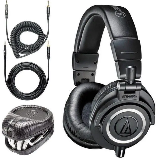 Main image of ATH-M50x Professional Monitor Headphones + Slappa Full Sized HardBody PRO Headphone Case (SL-HP-07)