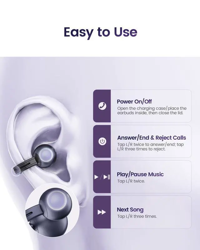 Alt view image 6 of 6 - StarClip Open Ear Bluetooth Clip-On Headphones IP54 Sports Earbuds | Soft silicone grips, 4D panoramic sound, IP54 sweat resistant, lightweight secure fit for running, gym and daily workouts