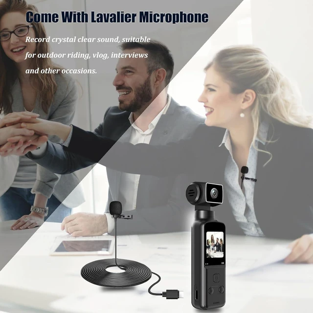 Alt view image 3 of 7 - 4K Pocket Body Camera with Audio & Video Recording, EIS Stabilization | 270° Rotating Len, Handheld POV Cameras with External Microphone, Vlogging Camera for Travel, Meeting, Daily Use(32GB)