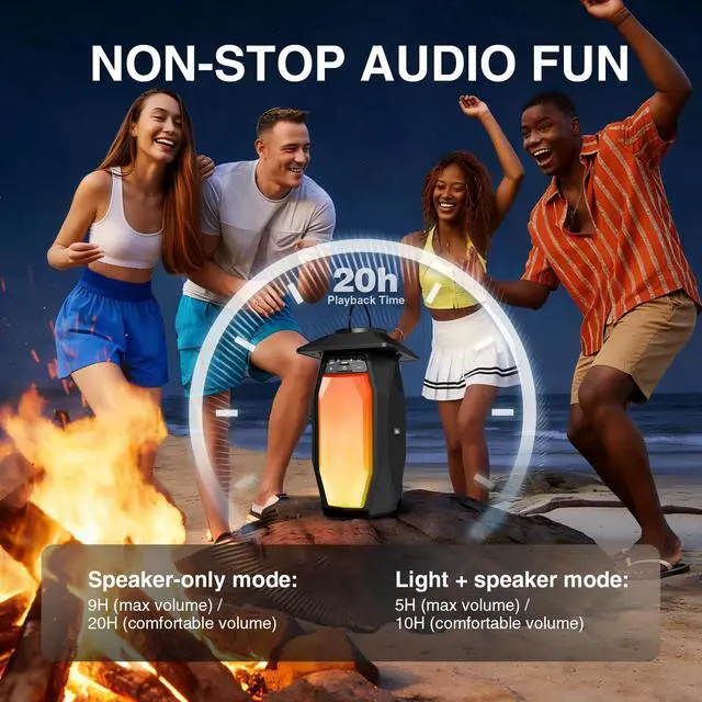 Alt view image 4 of 7 - 2 Pack Outdoor RGB Bluetooth Speakers, 50W Outdoor Speakers with TWS Stereo Bass, IPX5 Waterproof Lantern Speakers for Pool Patio Garden Camping Party