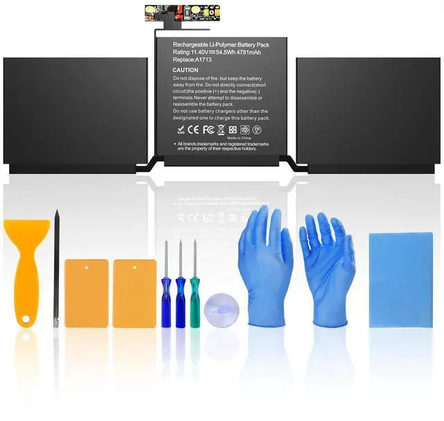 Main image of A1708 A1713 A2171 Battery Replacement for Mac Book Pro 13 Inch Late 2016 Mid 2017 (EMC 2978 3164), Mid 2019 A2159, Mid 2020 A2289 A2338, MLUQ2LL/A MPXQ2LL/A MLL42LL/A MPXR2LL/A MPXU2LL/A MPXT2LL/A