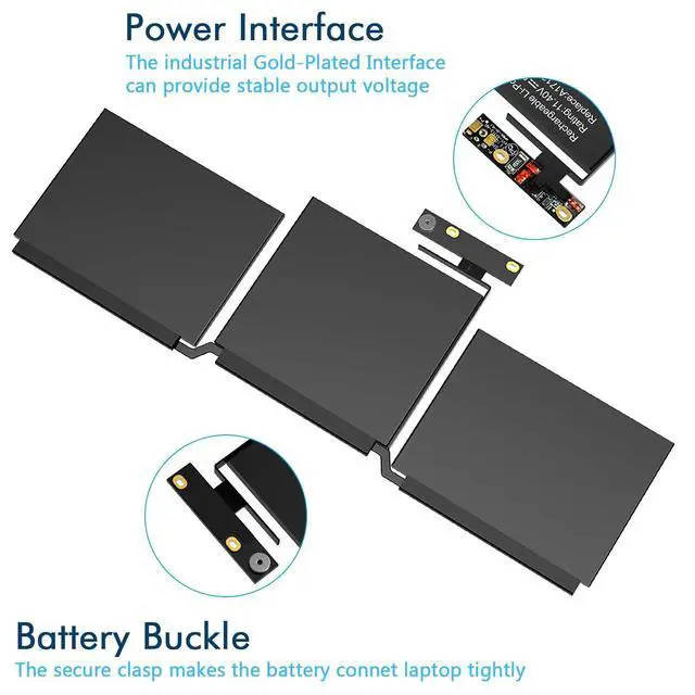 Alt view image 6 of 7 - A1708 A1713 A2171 Battery Replacement for Mac Book Pro 13 Inch Late 2016 Mid 2017 (EMC 2978 3164), Mid 2019 A2159, Mid 2020 A2289 A2338, MLUQ2LL/A MPXQ2LL/A MLL42LL/A MPXR2LL/A MPXU2LL/A MPXT2LL/A