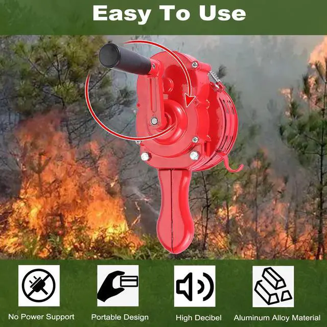 Alt view image 2 of 7 - Hand Crank Siren Manual Operated Air Raid Siren with Foldable Handle for Sporting Events, Emergency Sturdy Waterproof Aluminum Alloy Tornado Sirens Portable Loud Volume Emergency Sirens, Red