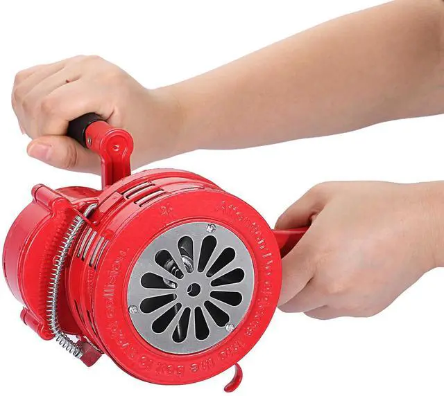 Main image of Hand Crank Siren Manual Operated Air Raid Siren with Foldable Handle for Sporting Events, Emergency Sturdy Waterproof Aluminum Alloy Tornado Sirens Portable Loud Volume Emergency Sirens, Red