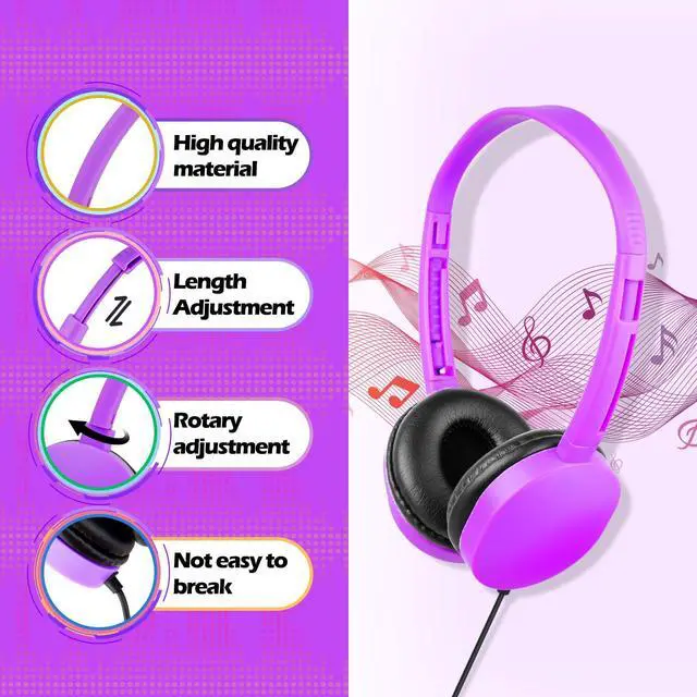 Alt view image 7 of 7 - Kids Headphones Bulk 10 Pack for Classroom School,3.5mm Jack | Class Set of Headphones for Students Teens Children 3.5mm Jack