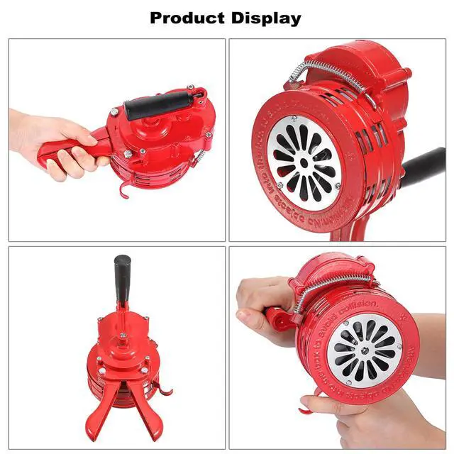 Alt view image 6 of 7 - Hand Crank Siren Manual Operated Air Raid Siren with Foldable Handle for Sporting Events, Emergency Sturdy Waterproof Aluminum Alloy Tornado Sirens Portable Loud Volume Emergency Sirens, Red