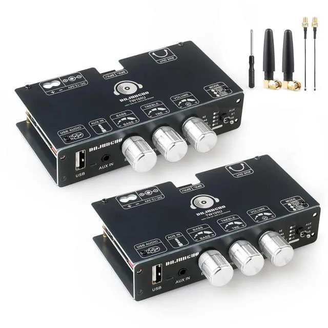 Main image of 2PCS TW100U 100W Mono Bluetooth 5.3 Amplifier Board with TWS, TPA3116D2 Chip, DC 1224V Input, Built-in Boost to 19V/24V, AUX/USB/Bluetooth Input, Mode Switch for DIY Subwoofer/Speaker