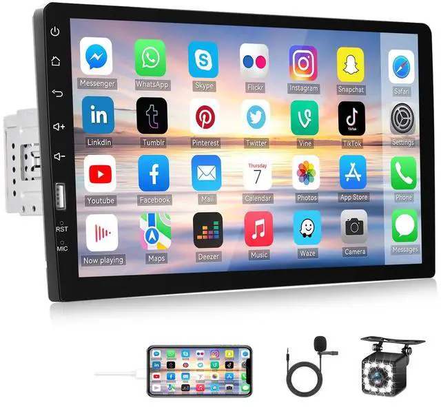 Main image of Single Din Car Stereo with Bluetooth 9 Inch HD Touch Screen Car Stereo with Backup Camera + External Microphone + FM MP5 Player Car Audio Receivers Support Mirror Link SWC USB EQ Car Radio