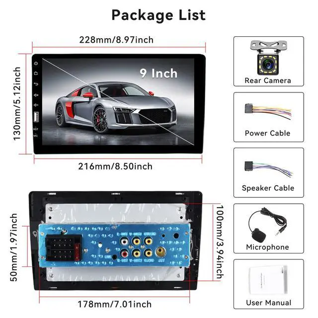 Alt view image 7 of 7 - Single Din Car Stereo with Bluetooth 9 Inch HD Touch Screen Car Stereo with Backup Camera + External Microphone + FM MP5 Player Car Audio Receivers Support Mirror Link SWC USB EQ Car Radio