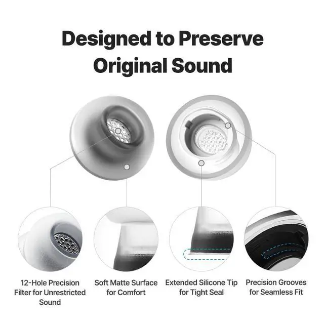 Alt view image 5 of 7 - MAX for Galaxy Buds 4/3 Pro Ear Tips - Samsung-Certified Ear Tips | SMAPP-Certified, Galaxy Buds 4/3 Pro, Matte Surface, Pressure-Free, Comfortable Fit, Easy to Clean, Medical Silicone