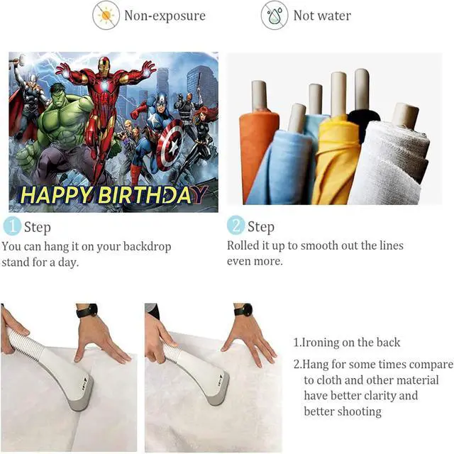 Alt view image 4 of 6 - Avengers Birthday Banner, Party Decorations Background for Children - Happy Birthday Banner Party Supplies - Indoor/Outdoor Wall Decor - 5x3ft