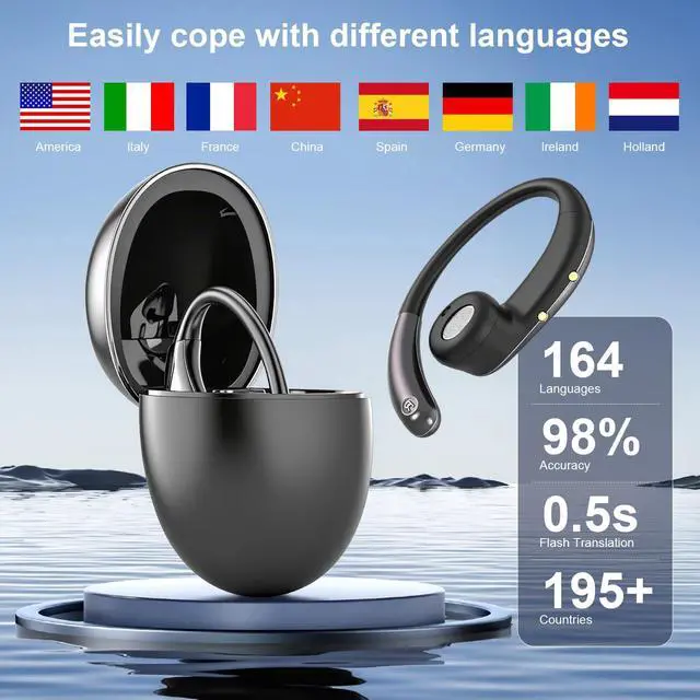Alt view image 2 of 7 - AI Translation Earbuds Real Time, Translator Headphones 164 Languages & Accents, Audifonos Traductores Inglés Español, Bluetooth5.4Device for Travel Business Learning Compatible with iOS and Android
