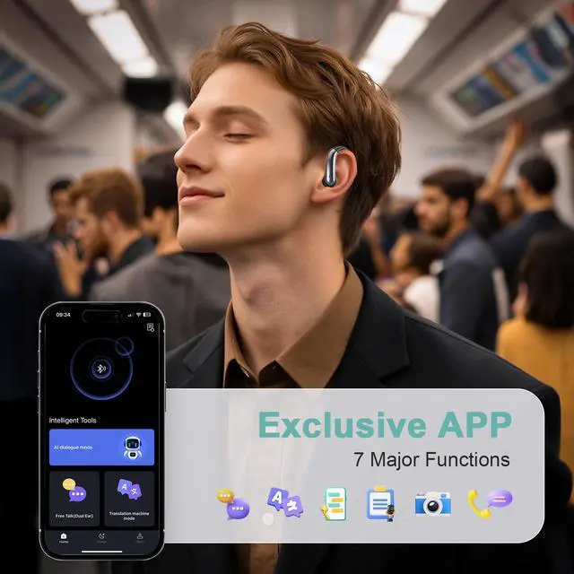 Alt view image 4 of 7 - AI Translation Earbuds Real Time, Translator Headphones 164 Languages & Accents, Audifonos Traductores Inglés Español, Bluetooth5.4Device for Travel Business Learning Compatible with iOS and Android