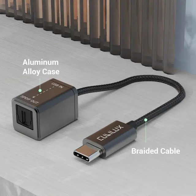 Alt view image 6 of 7 - USB C to SPDIF Transmitter, Unidirectional Type C to Optical Audio Output Adapter with 192KHz/24bit DAC for MacBook Pro/Air, Laptop, Computer