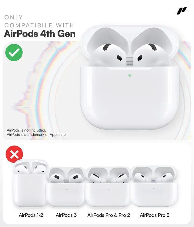 Alt view image 2 of 7 - for AirPods 4 Case with Lock - Tough AirPods 4th Generation Case Cover with Carabiner, Rugged Protection and Hard Protective Shell (Black, AirPods 4th Gen)