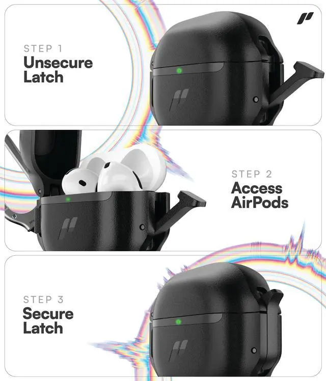 Alt view image 4 of 7 - for AirPods 4 Case with Lock - Tough AirPods 4th Generation Case Cover with Carabiner, Rugged Protection and Hard Protective Shell (Black, AirPods 4th Gen)