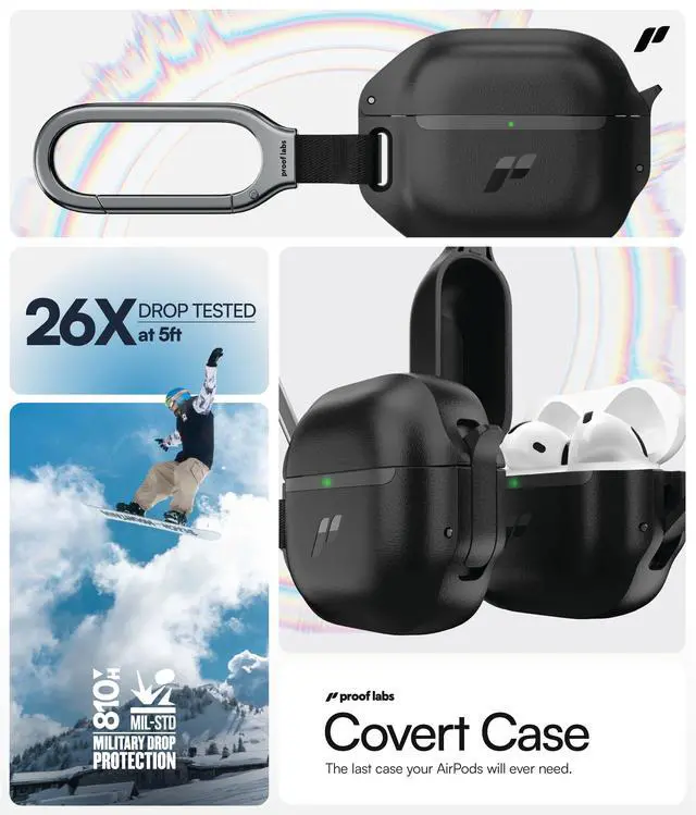 Alt view image 5 of 7 - for AirPods 4 Case with Lock - Tough AirPods 4th Generation Case Cover with Carabiner, Rugged Protection and Hard Protective Shell (Black, AirPods 4th Gen)