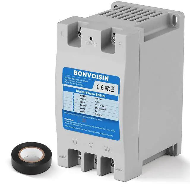 Main image of Singl/1.5KWe Phase to 3 Phase Converter 2HP(1.5kW) Digital Phase Shifter, 7A 220V-240V Input/Output, One Converter only for one Motor