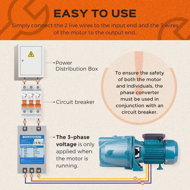 Alt view image 2 of 7 - Singl/1.5KWe Phase to 3 Phase Converter 2HP(1.5kW) Digital Phase Shifter, 7A 220V-240V Input/Output, One Converter only for one Motor