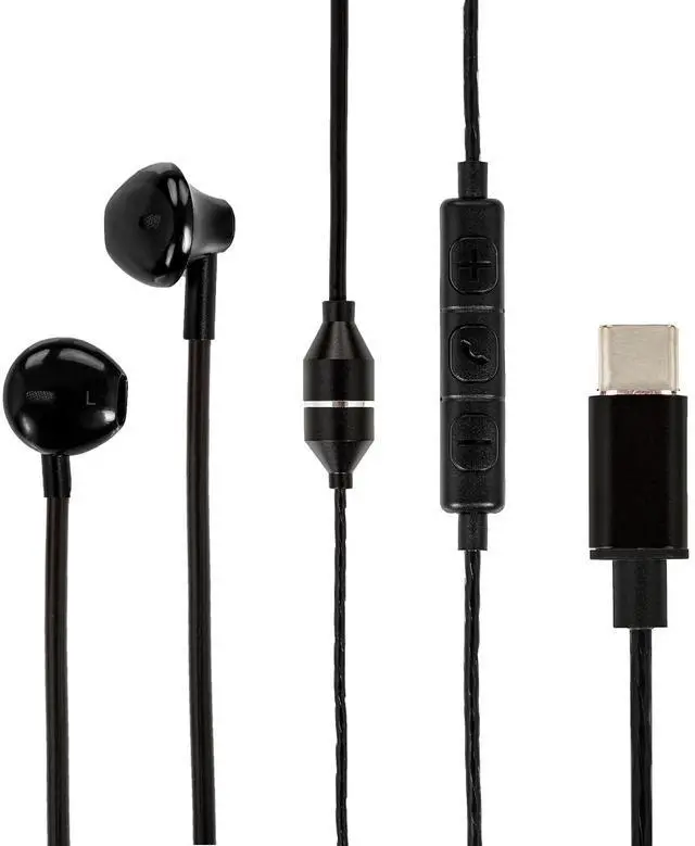 Main image of Wired Air Tube Anti-Radiation Headphones with Microphone, USB-C Plug, Radiation-Free Safe Earbuds for iPhone 15/16/17 Series, Android Phones& All USB-C Devices. (Black)