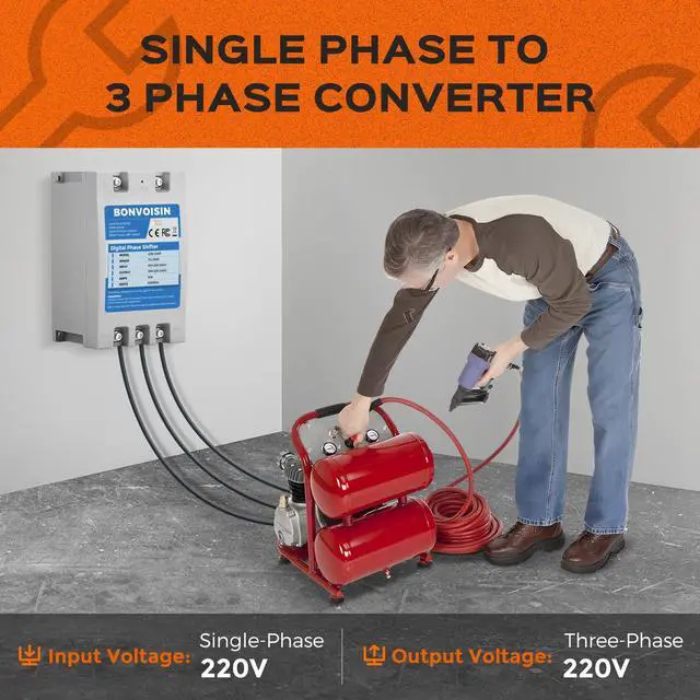 Alt view image 6 of 7 - Singl/1.5KWe Phase to 3 Phase Converter 2HP(1.5kW) Digital Phase Shifter, 7A 220V-240V Input/Output, One Converter only for one Motor