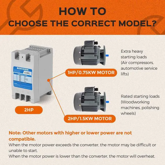 Alt view image 5 of 7 - Singl/1.5KWe Phase to 3 Phase Converter 2HP(1.5kW) Digital Phase Shifter, 7A 220V-240V Input/Output, One Converter only for one Motor