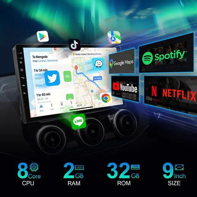 Alt view image 4 of 7 - Car Stereo Compatible with 2013-2019 Dodge RAM 1500 2500 3500 9inch | Wireless CarPlay,Android Auto,GPS,Touchscreen,Plug-and-Play,Bluetooth,Backup Camera,WiFi,Android 12,2+32G(Only fit Manual AC)