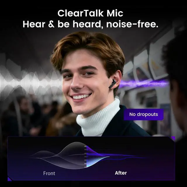 Alt view image 3 of 6 - Megatron Official Bluetooth 5.4 Headphones, Wireless Earbuds with ENC Noise Cancelling Mic | Durable Alloy Earbud Case | Immersive Soundfor Gaming & Commute | Black