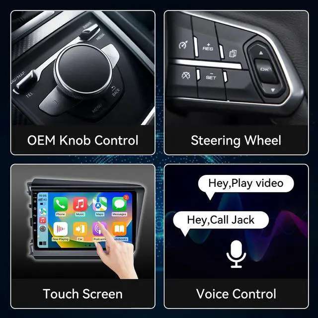 Alt view image 4 of 7 - Android 13 Car Radio Compatible with Honda Civic 2012-2015 | 9 Inch Car Radio Head Unit Touch Screen, Wireless CarPlay, Android Auto, WiFi, Backup Camera