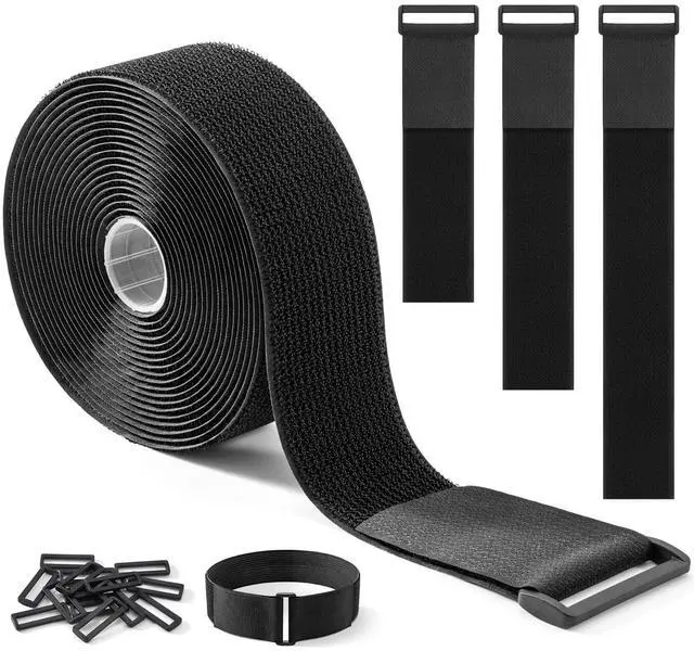 Main image of 2''x 16Ft Heavy Duty Hook and Loop Straps with 15 Buckles Adjustable, Cut-to-Length, Reusable Cinch Straps for Securing Cables, Hoses, Pipes, and More