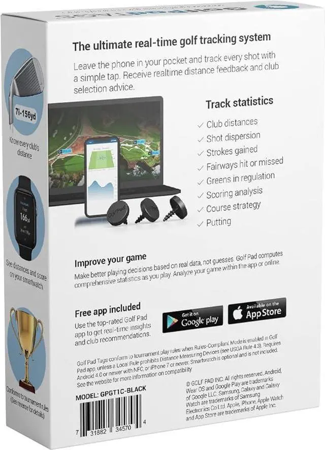 Alt view image 7 of 7 - Real-Time Golf Tracking and Game Analysis System | Automatic Shot Tracking, No Charging Required, Works with iPhone and Android, Full Game Statistics, NFC Tag Technology