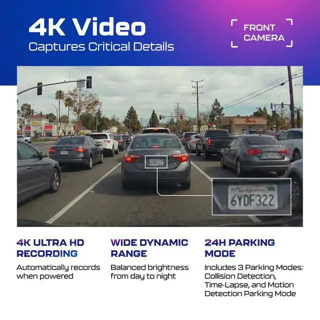 Alt view image 4 of 7 - GS63H Pro 2CH Dash Cam 4K with Super Night Vision & ADAS 24H Parking Mode - 4K Dual Dash Cam - Built-in WiFi - GPS Tracking - Collision Detection - Multiple Parking Modes