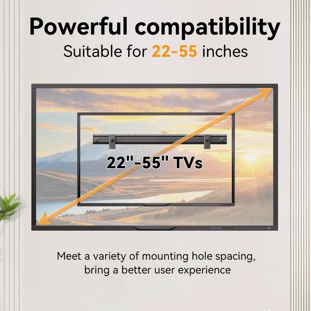 Alt view image 3 of 6 - No Stud TV Wall Mount, Studless Drywall TV Mount for 22-55 inch TVs, Low Profile Tv Hanger Max Load 100 lb, No Drill, No Anchors, Easy Install with All Hardware Included