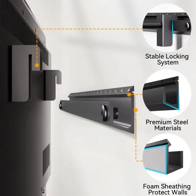 Alt view image 6 of 6 - No Stud TV Wall Mount, Studless Drywall TV Mount for 22-55 inch TVs, Low Profile Tv Hanger Max Load 100 lb, No Drill, No Anchors, Easy Install with All Hardware Included