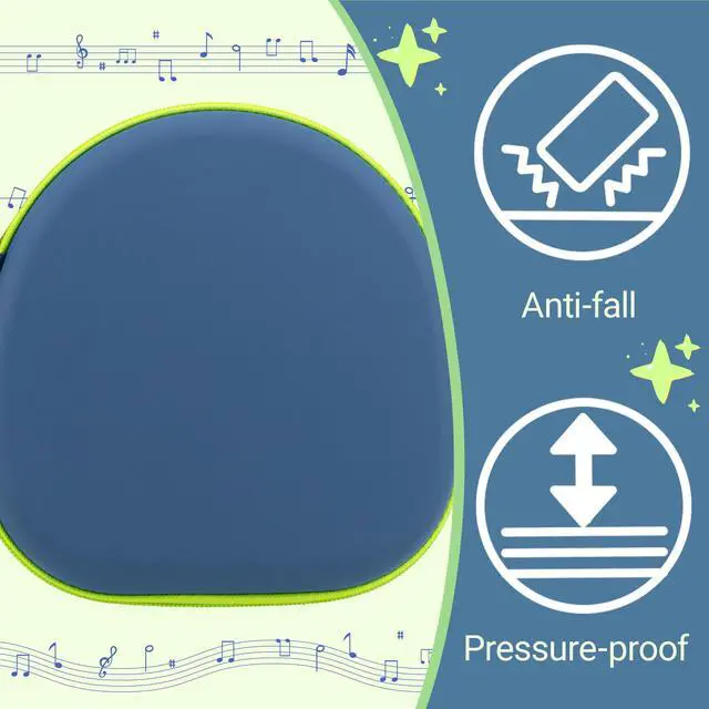 Alt view image 4 of 7 - Hard Headphone Case for ICLEVER BTH 20, with Mesh Pocket & Handle Strap | Portable Carrying Storage Case for Foldable Headphones,Travel & Home Use, Blue