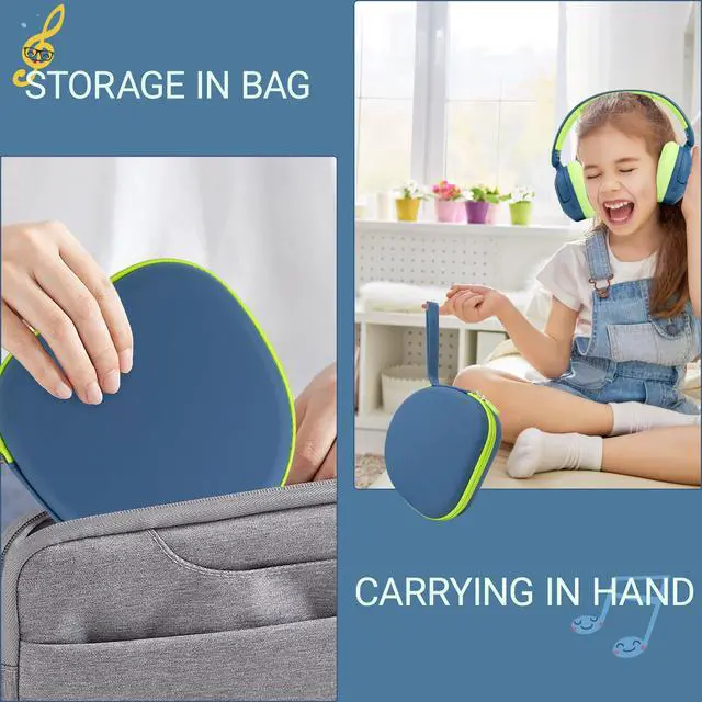 Alt view image 5 of 7 - Hard Headphone Case for ICLEVER BTH 20, with Mesh Pocket & Handle Strap | Portable Carrying Storage Case for Foldable Headphones,Travel & Home Use, Blue