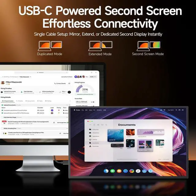 Alt view image 3 of 7 - 15.6inch Portable Monitor 1080P FHD, 250 Nits Bright Screen USB-C HDMI with Kickstand & Dual Speakers, Travel Laptop Second Screen Extender for PC Phone PS5 Xbox Switch,Ultra Slim External Display