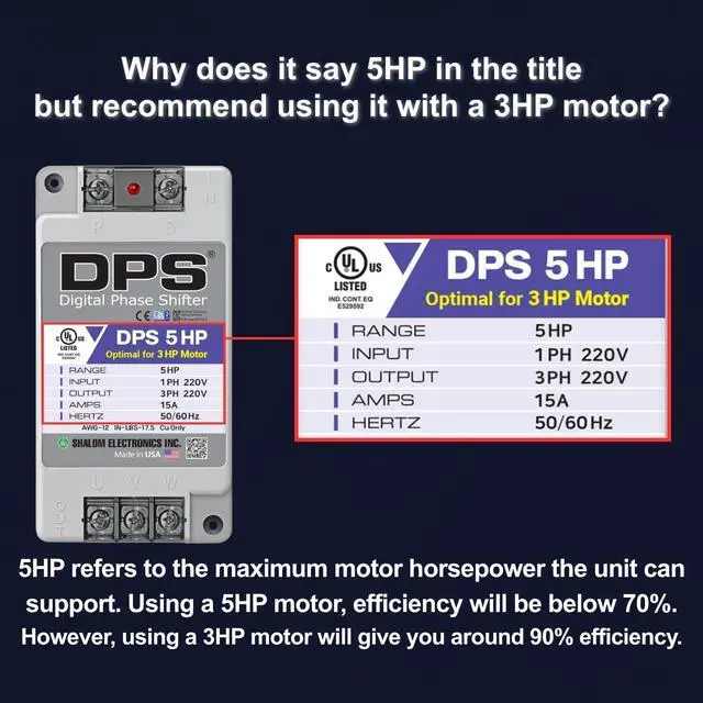 Alt view image 4 of 7 - American Digital Phase Converter 5HP, Single to 3 Phase, 15A 200-240V | For 3HP(2.2kW) 9A Motor, Input/Output 200-240V, UL-Listed, 1 per 1 Motor Only, Easy Set Up, Digital Phase Shifter