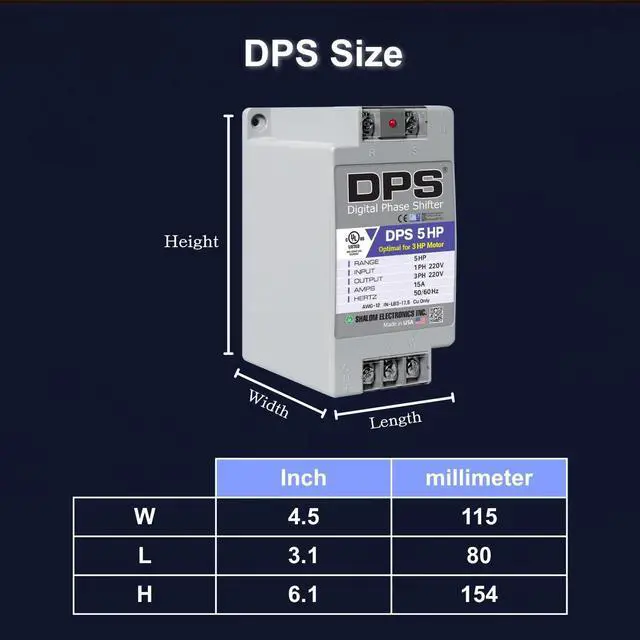 Alt view image 6 of 7 - American Digital Phase Converter 5HP, Single to 3 Phase, 15A 200-240V | For 3HP(2.2kW) 9A Motor, Input/Output 200-240V, UL-Listed, 1 per 1 Motor Only, Easy Set Up, Digital Phase Shifter