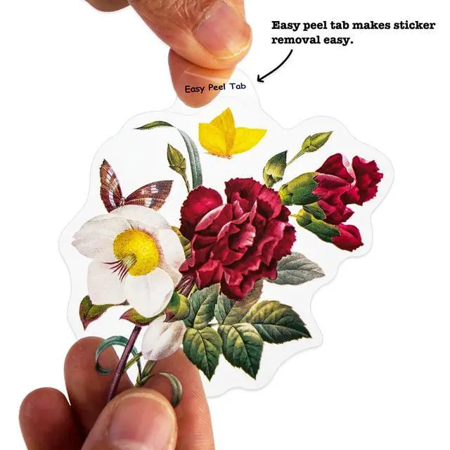 Alt view image 3 of 7 - 100 Pieces Vintage Flower Stickers Set - Big 3.4" Waterproof Clear Botanical Floral Journaling Sticker for Scrapbooking Junk Journal Supplies Bullet Journals Planner Collage Laptop Paper Crafts
