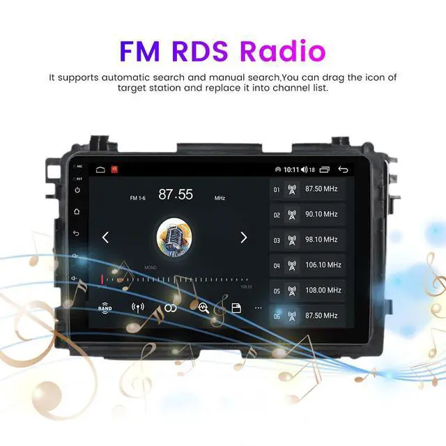 Alt view image 4 of 7 - Android Stereo for Honda Vezel HR-V HRV 2013-2022, 9" Wireless Wired Car-Play Android Auto GPS Navigation IPS Touch Screen Blue-Tooth FM RDS Head Unit, 2GB RAM 64GB ROM