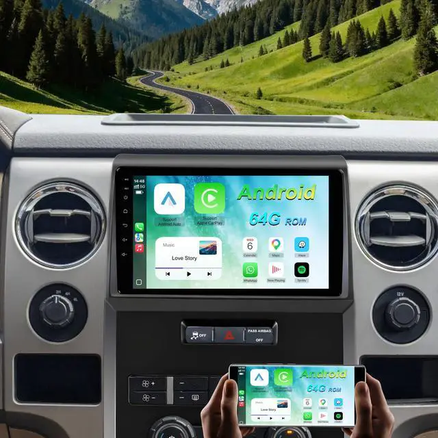Main image of 64G Android Upgrade Car Radio for Ford F150 2009-2012, 9" Touch Screen 1280 * 800 Wireless Carplay/Android Auto/1080P AHD Backup Camera/AM & FM Radio/5G WiFi/GPS/Bluetooth