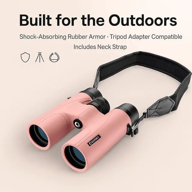 Alt view image 6 of 7 - Crush 10x42 Binoculars Lightweight, Compact & Shockproof Design in Bright Colors for Hiking, Travel, Concerts, Sports, Great Gift Idea Case & Strap Included