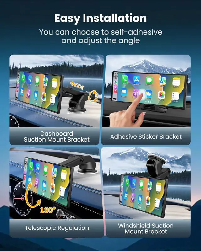 Alt view image 7 of 7 - 11.5" Largest Wireless Carplay Screen for Car, Portable Apple Carplay & Android Auto Touch Screen, 4K Dash Cam/App Control/1080p Backup Camera/Mirror Link/Voice Control/GPS/Bluetooth,for All Vehicles